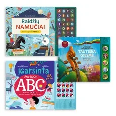 Trijų garsinių knygelių rinkinys: Raidžių namučiai + Tautiška giesmė + Įgarsinta linksmoji ABC